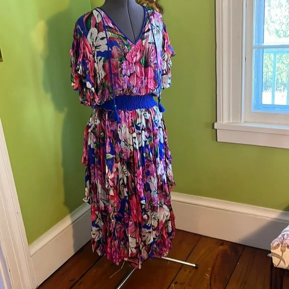 beaded handkerchief dress 1990s Silk Handkerchief Dress - S/M